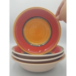 ☆4 Royal Norfolk Mambo Striped Blue Center Cereal Soup Bowl Striped Fiesta 7.5"